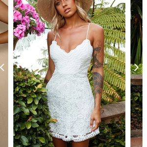 ZAHARA LACE OVERLAY THIN STRAP MINI DRESS WHITE